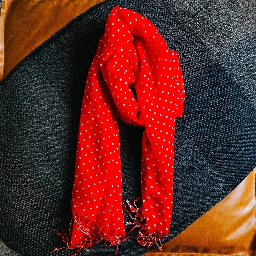 3/$20 Red Polka Dot Lightweight Scarf